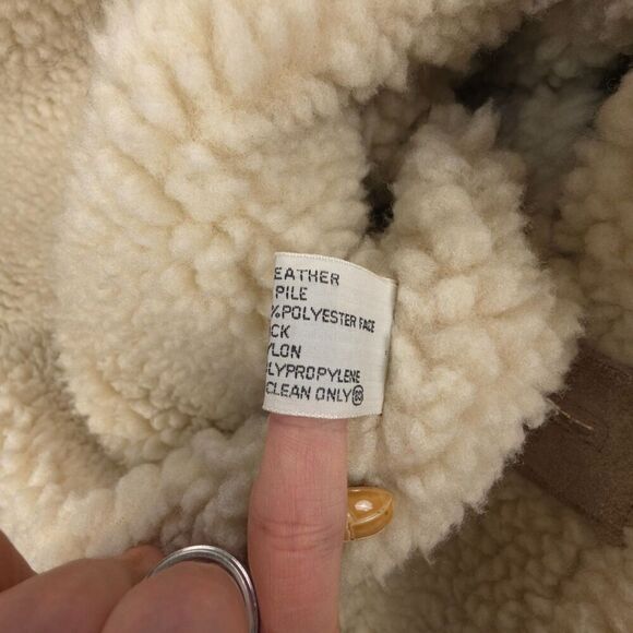 VINTAGE Suede Leather Penny Lane Coat Sherpa Fur Long 70s Afghan Western Boho - Picture 12 of 13